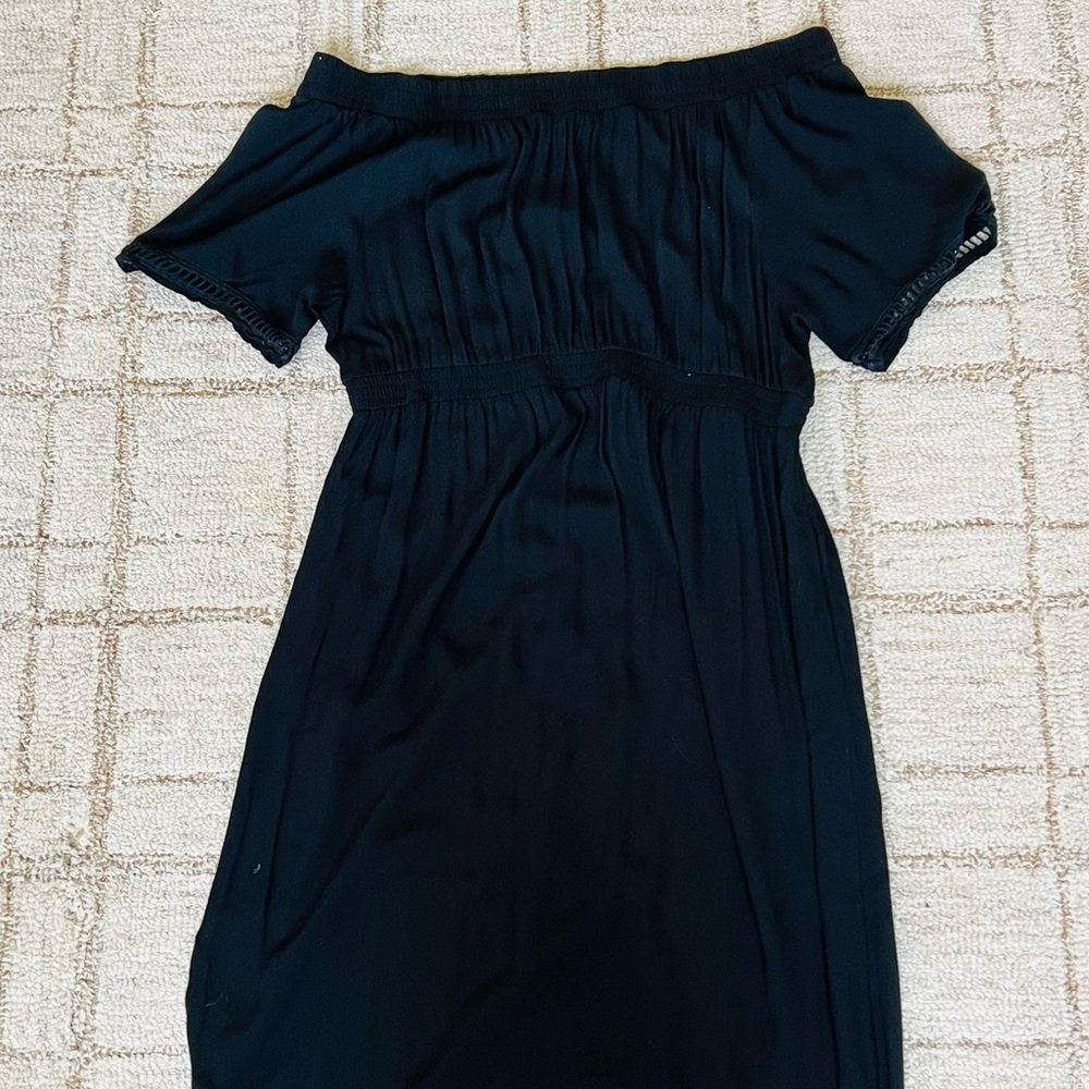 Off the shoulder black maternity dress